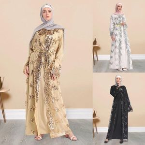 Vêtements ethniques Musulman Moyen-Orient Abaya Femmes Kaftan Paillettes Traditionnelle Brodée Maxi Robe À Manches Longues Islamique Dubaï Ramadan