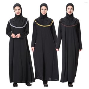Etnische kleding Moslim Midden -Oosten Arabië Women's Long Sleeve jurk Dubai Abaya met hijab Islamitische vrouwelijke Thobe Lady Prayer Gebed kledingstuk