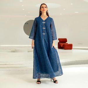 Vêtements ethniques Musulman Moyen-Orient Dubaï Robe Abaya Luxe Diamant Broderie Manches Longues Robes De Fête Élégantes Jalabia Robe Arabe