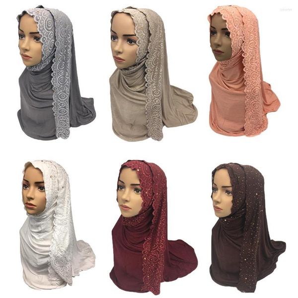 Vêtements ethniques Parti musulman Hijab Coton Strass Écharpe Châle Tête Wrap Mariage Femmes Étole Foulard Islamique Turban Arabe Couverture 170 75cm