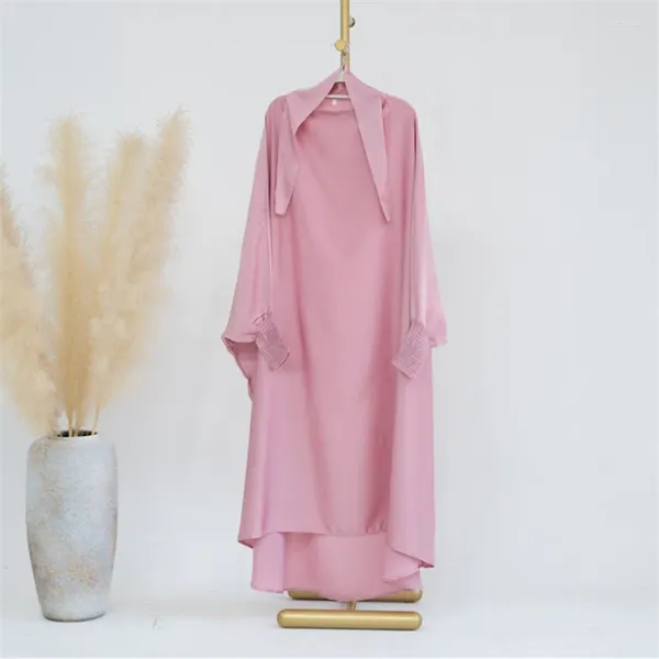 Ropa étnica Musulmana Pink Abaya Girls Ramadán Ropa de oración vestidos de larga