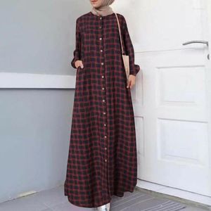 Etnische kleding moslim plaid lange jurken voor vrouwen Turkije Dubai losse mantel Saoedi -Arabië Midden -Oosten mode femme caftans
