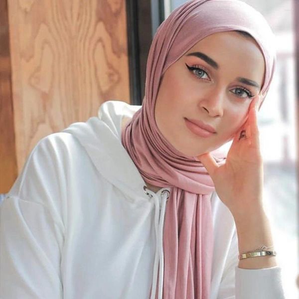 Vêtements ethniques Muslim Plain Hijab Cotton Stretchy Premium Jersey Scarpe Soft Material Prayer Châles