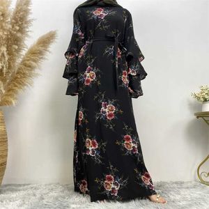 Vêtements ethniques Musulmane de grande taille Nouveau nouveau Dubaï Dubaï Vêtements Islamic Womens Imprime Robe Robe Saudi Malaisie Long Slve Elegant T240510