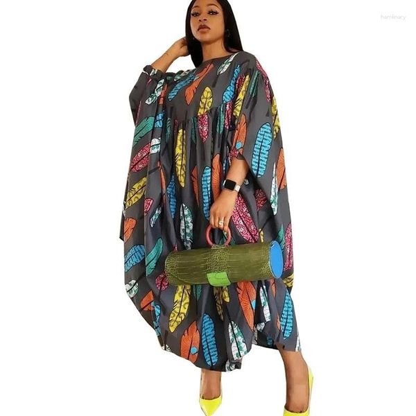Vêtements ethniques musulmans robesexy décontracté robe longue robe africaine robes pour femmes manche de chauve-souris imprimée noire 2023 été