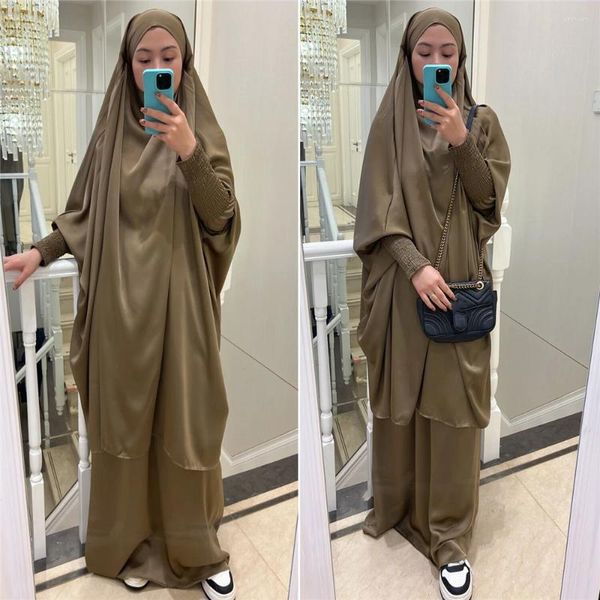 Vêtements ethniques Ensembles musulmans Robe Abaya Dubai Vêtements pour Islam Femmes Grandes jupes Costumes Casual Couleur unie Festival traditionnel