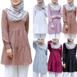 Etnische Kleding Moslim Tops Vrouwen Lange Mouw Kleding Bloemen Islamitische Jurk Abaya Polyester Eredienst Ramadan Eid Mubarak Kostuums