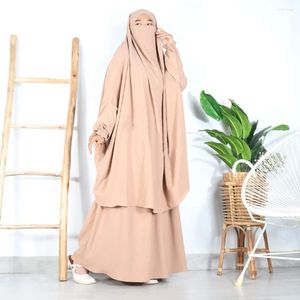 Etnische kleding moslim tweedelige sets Jilbab Abaya Dubai kleding Islam Dames Gewoon kleding Casual Eid Ramadan Khimar Rok bescheiden gewaad