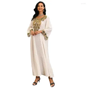 Vêtements ethniques robe blanche musulmane robes de soirée dubaï turquie femmes à manches longues caftan Abayas 2023 Eid Mubarak islamique Sequin Boubou