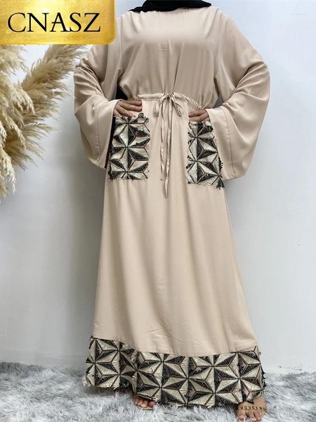 Vêtements ethniques Femmes musulmanes Abaya Islamique Turquie Robe Mode Arabe Moyen-Orient Robe pour femme Jupe de poche brodée Ledies Ramadan