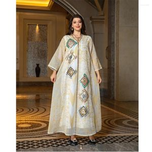 Etnische kleding moslimvrouwen Abaya mesh pailletten lange maxi jurk kalkoen kaftan islamitische eid feest avondjurk dubai vestidos marokko jalabiya