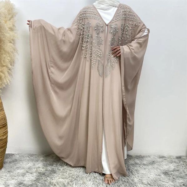 Vêtements ethniques Femmes musulmanes Batwing Manches Ouvert Abaya Cardigan Maxi Robes Kimono Dubaï Turquie Robe Arabe Maroc Soirée Soirée Caftan