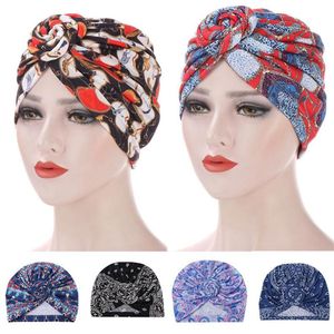 Vêtements ethniques Femmes Musulmanes Bonnet Cancer Chapeau Chemo Cap Perte De Cheveux Plissé Foulard Turban Wrap Couverture Imprimer Mode Bonnets Skul262U