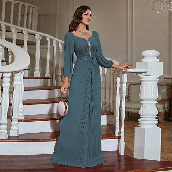 Ropa étnica Mujeres musulmanas Gasa Diamante Plisado Abaya Largo Maxi Vestido Turquía Kaftan Eid Fiesta Vestido de noche Islámico Dubai Vestidos