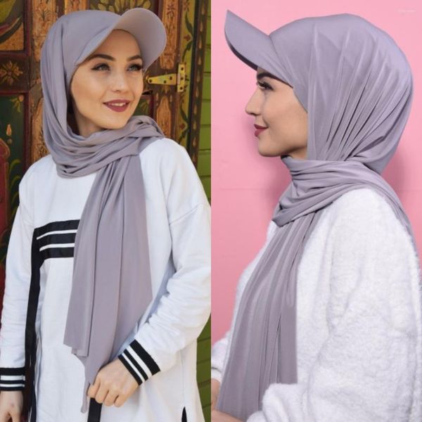 Hijab de Jersey de algodón para mujer musulmana, ropa étnica, Hijab instantáneo deportivo de verano con gorra de béisbol, listo para usar debajo del capó, pañuelo para la cabeza