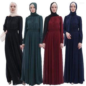 Vêtements ethniques Femmes musulmanes Robe Abaya Mousseline Longue Maxi Robe de fête Ramadan Jilbab Dubaï Kaftan Robe turque Robe arabe Caftan Robes de chemise