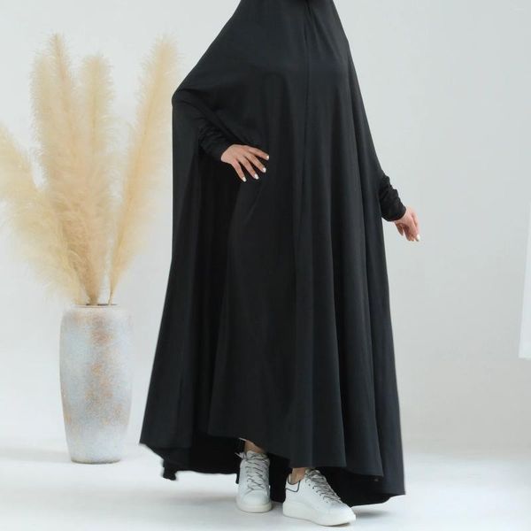 Ropa étnica Vestido de mujer musulmana Vestido de una pieza Oración con capucha Abaya Ramadán Kimono Islámico Dubai Arabia Saudita Túnica negra Turca Modestia
