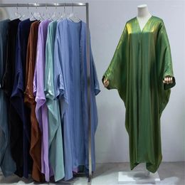 Vêtements ethniques Femmes musulmanes Dubai Open Abaya 2024 Casual Cardigan en soie brillante Grande robe manches chauve-souris manteau élégant modeste islam