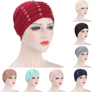 Hijab musulmán para mujer, ropa étnica, gorro interior con cuentas de flores, turbante plisado debajo de la bufanda, gorro, gorro, cubierta para la caída del cabello, Hijabs islámicos, tocados