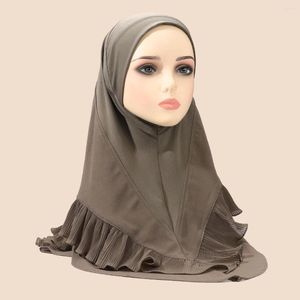 Vêtements ethniques Femmes musulmanes Hijab Ruffles Amira One Piece Prayer Headscarf Turban Islamic Pull On Ready Mated to Wear Hat Pray Hijabs Khimar