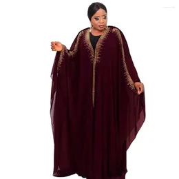 Etnische kleding moslimvrouwen jurk met capuchon diamanten chiffon kaftan eid ramadan abaya kimono gewaad dubai kaftan islam jurk Afrikaanse dashiki