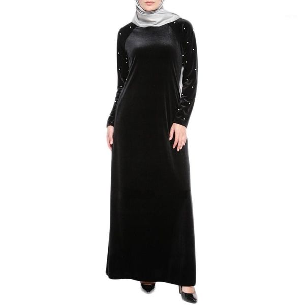 Vêtements ethniques Femmes musulmanes Islamique Perles Velvet Robe Plus Taille Moyen-Orient Longue Robe Hijab Abayas pour C30118