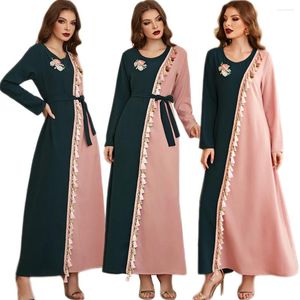 Vêtements ethniques Femmes musulmanes Kaftan Long Robe Fleur Fleur Patchwork Maxi Robe Robe Dubaï Femme Arabe Party Evening Abaya Middle East