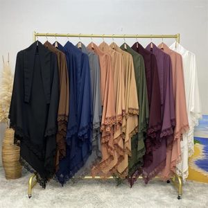 Etnische kleding Moslimvrouwen Kant Khimar Overhead Hijab Grote sjaal Islamitische gebed Hijaabs Boerka Eid Ramadan Hoofddoek Niqab Abaya Abaya