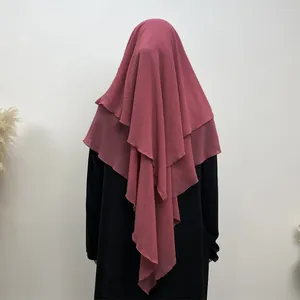 Vêtements ethniques Femmes musulmanes longues Chiffon Hijab Deux couches Khimar Dubaï grande écharpe turque Eid Ramadan Islamic Prayer Garment Headscarf