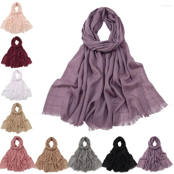 Vêtements ethniques Femmes musulmanes Longue Écharpe Hijab Turban Plaine Gland Châle Islamique Arabe Bandeau Femme Pashmina Foulard Foulards Étole Tête