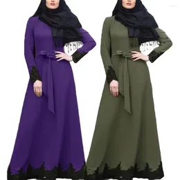 Vêtements ethniques Femmes musulmanes à manches longues Abaya Maxi Dress Kaftan Islam arabe Dubaï Cocktail Robe Elegant Lace Patchwork Robe Party Party