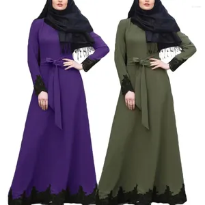 Etnische kleding moslimvrouwen lange mouw abaya maxi jurk kaftan arabislam dubai cocktail gewaad elegant kanten lozere patchwork jurk feestmode