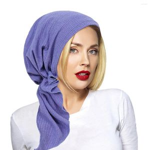 Etnische kleding moslimvrouwen lange staart headscarf tulband stretch beanies motorkap pre-verbonden hoed haarverlies hoofd wrap sjaal chemo cap turbante turbante