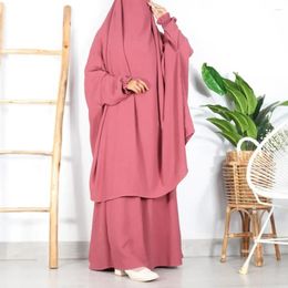 Vêtements ethniques Femmes musulmanes Robe de prière Dubaï Abaya avec des poches Hijab Long Khimar Jupe Eid Ramadan Islam Jilbab 2 Piece Set Burqa