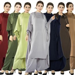 Etnische kleding moslimvrouwen gebedskledingset met capuchon tops broek tweedelige islamitische khimar kaftan overhead hijab jurk abaya gewaad ramadan