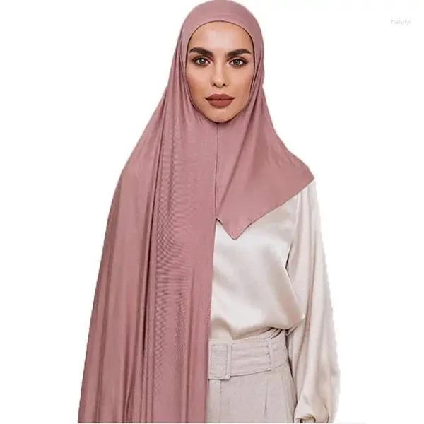 Ropa étnica Mujeres musulmanas Premium Instant Cotton Jersey Hijab Bufanda Hijabs Bufandas con aro Pinless Headscarves Moda