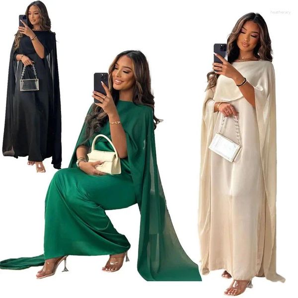 Vêtements ethniques Robe en mousseline de soie pour femmes musulmanes Longuette Fashion Party Robes de soirée élégante africaine pour Lady Abaya Sexy Robes Robes