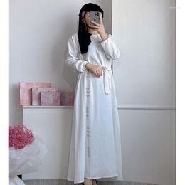 Etnische Kleding Moslim Dames Mode Maleis Lange Jurk Strass Gewaad Abaya Rok