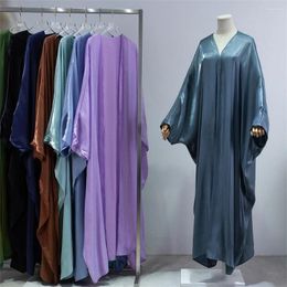 Ropa étnica Mujeres musulmanas Brillante Abierto Abayas Out Kaftan Kimono Cardigan Abrigo Islámico Dubai Arabia Robe Turco Ramadán Eid Vestido