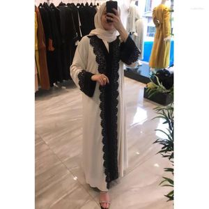 Ropa étnica Muslin Abayas para mujeres Robe de encaje Abaya Turquía Islam Árabe Vestido musulmán Largo Elegancia Oriente Medio Dubai Cardigan