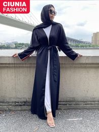 Ropa étnica Musulman de Mode Negro Abaya Ramadán Cardigan Turquía Islámico Abayat Mujeres africanas Túnica larga Musulmán Dubai Kaften Kimono