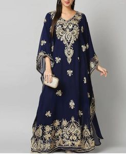 Vêtements ethniques Navy Blue Kaftans Farasha Abaya Robe de Dubaï Maroc est une longue longue