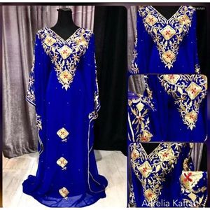 Etnische kleding marineblauw Marokkaanse Dubai Kaftans Farasha Abaya Jurk erg chique lange jurk