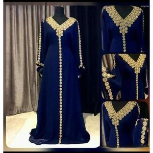 Vêtements ethniques Bleu marine Marocain Dubaï Kaftans Farasha Abaya Robe très fantaisie longue robe tendances de la mode