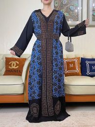 Etnische kleding Nieuwe Afrikaanse jurken voor vrouwen Traditionele hoog Quty Comfort Fabric Ramada Abaya Moslim Diamant Boubou Robe kleding T240510