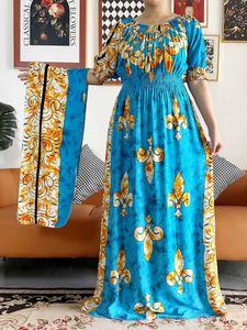 Vêtements ethniques Nouvelles femmes africaines Dashiki Coton Robe florale Impression d'été Short Slve Collectez la taille droite des femmes africaines