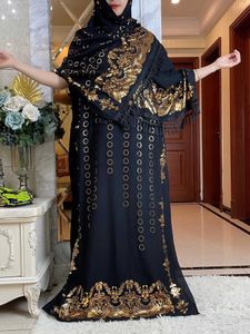 Vêtements ethniques Nouveaux Dubaï Summer Short Slve Robe musulman Dasmiki Floral Printing Cotton Loose Caftan Lady Maxi Islam Robes décontractées Vestidos T240510