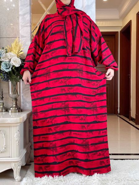 Ropa étnica nueva algodón musulmán Abaya para mujeres Ramadán oración prenda Dubai Turquía Medio Oriente Bata Femme Vestido africano suelto Turbante T240510