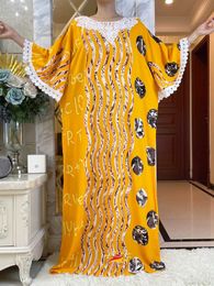 Vêtements ethniques Nouvelles robes de tissu de coton musulman avec une grande écharpe pour les femmes 2023 Summer Slve Femme Robe Africain Abayas traditionnels T240510