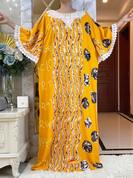 Ropa étnica NUEVA tela de algodón musulmán con gran bufanda para mujeres 2023 Summer corta slve femme toba africano tradicional abayas t240510
